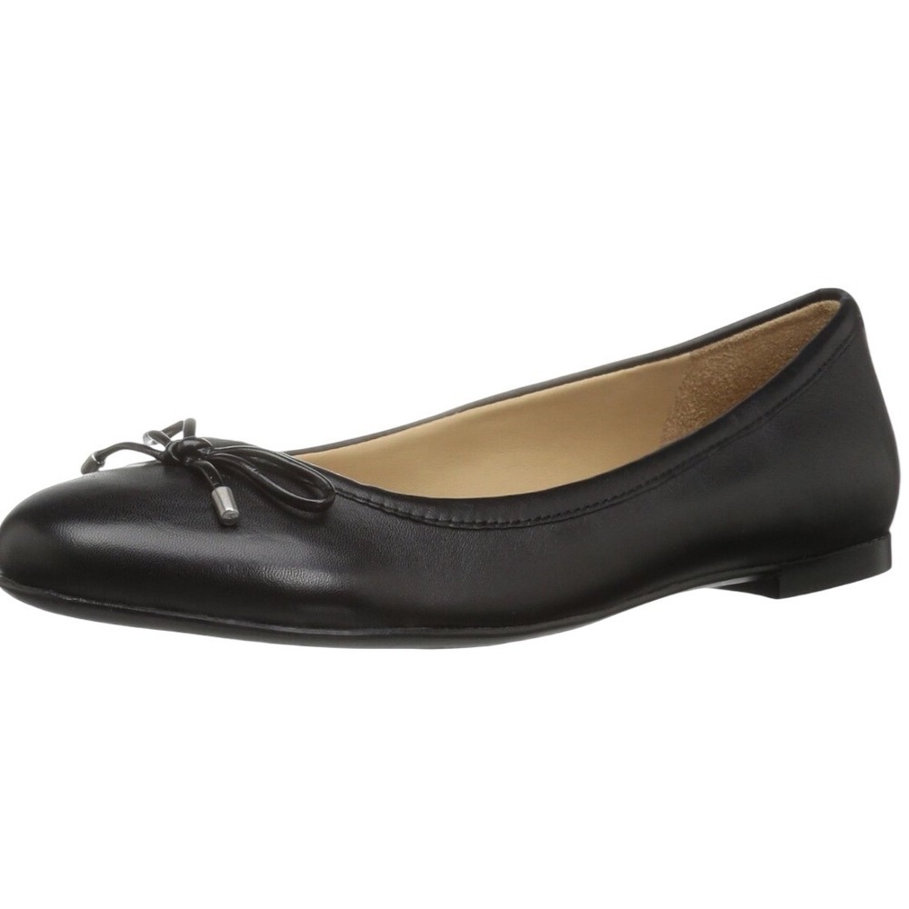 Naturalizer Black Leather Bow Grace Ballet Flats Low Wedge Women's Size 7.5M